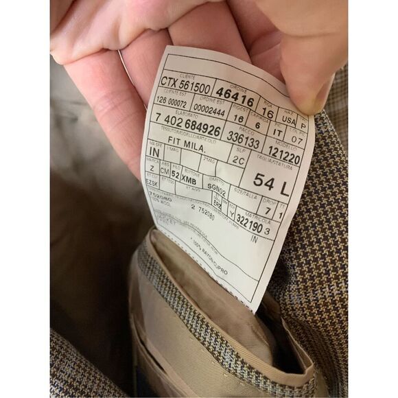 Ermengildo Zegna 100% wool blazer suit jacket houndstooth brown men's size 54L - Picture 6 of 6
